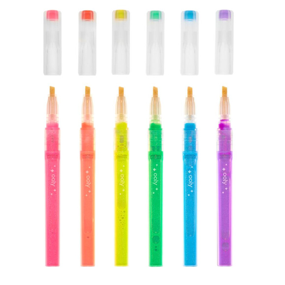 OOLY Oh My Glitter! Liquid Glitter Ink Neon Highlighters Set of 6 - Picture 2 of 4